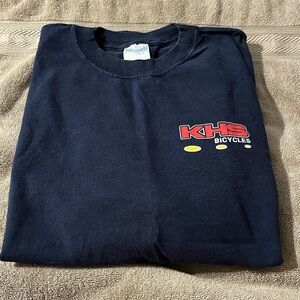 KHS bicycle factory racing mens t shirt XXL navy blue red lettering great shape